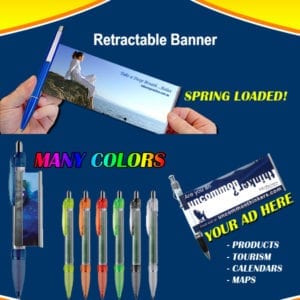 Scroll Out Retractable Banner Pens 15 Day Turn around